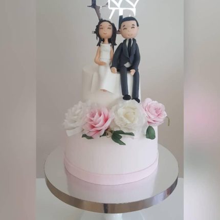 N 009 Gelin Damat Figürlü Söz Nişan Pastası